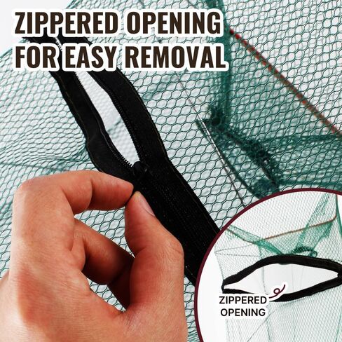 2 Pack Foldable Fishing Bait Trap Nets for Minnows and Crawfish | Featuring Dual Funnel Entrances Main Zippered Opening and Portable Mesh Design for Shrimp Bait Fish in Freshwater Collection in Saudi Arabia