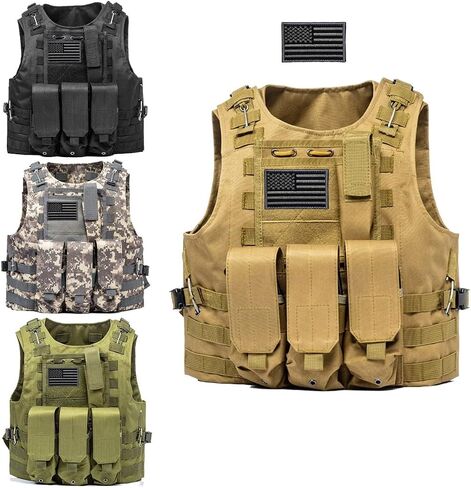 AZB Tactical Vest Adjustable Airsoft Paintball Vest with Removable Pouch in Saudi Arabia