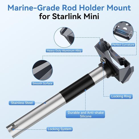 Starlink Mini Mount, Heavy-Duty & Lockable Starlink Mini Boat Mount, Marine-Grade 360° Swive Fishing Rod Holder Mount for Satellite Dish, Starlink Mini Kit for Boats Yachts Sailboats Trawlers in Kuwait