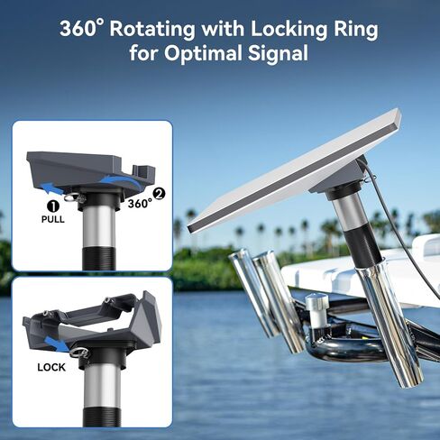 Starlink Mini Mount, Heavy-Duty & Lockable Starlink Mini Boat Mount, Marine-Grade 360° Swive Fishing Rod Holder Mount for Satellite Dish, Starlink Mini Kit for Boats Yachts Sailboats Trawlers in Kuwait