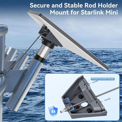 Starlink Mini Mount, Heavy-Duty & Lockable Starlink Mini Boat Mount, Marine-Grade 360° Swive Fishing Rod Holder Mount for Satellite Dish, Starlink Mini Kit for Boats Yachts Sailboats Trawlers in Kuwait