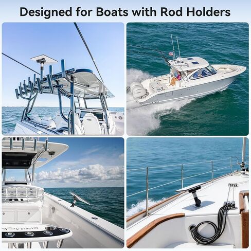 Starlink Mini Mount, Heavy-Duty & Lockable Starlink Mini Boat Mount, Marine-Grade 360° Swive Fishing Rod Holder Mount for Satellite Dish, Starlink Mini Kit for Boats Yachts Sailboats Trawlers in Kuwait