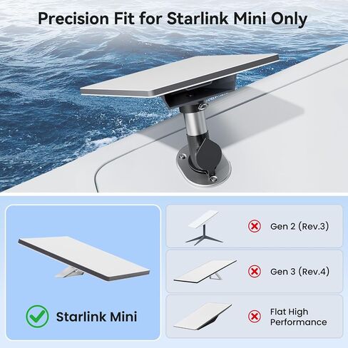 Starlink Mini Mount, Heavy-Duty & Lockable Starlink Mini Boat Mount, Marine-Grade 360° Swive Fishing Rod Holder Mount for Satellite Dish, Starlink Mini Kit for Boats Yachts Sailboats Trawlers in Kuwait