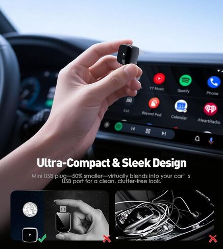Wireless CarPlay Adapter for iPhone& Android,2-in-1CarPlay Dongle,Upgrade Wired to Wireless CarPlay Adapter,Cars with USB-A & Type-C Extension Cables,Stable Control,Plug and Play (Black) in Saudi Arabia