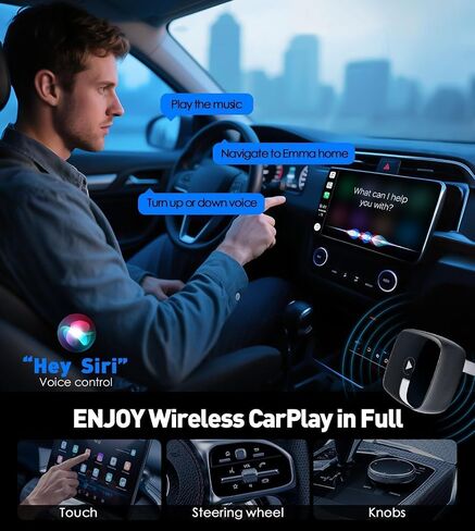 Wireless CarPlay Adapter for iPhone& Android,2-in-1CarPlay Dongle,Upgrade Wired to Wireless CarPlay Adapter,Cars with USB-A & Type-C Extension Cables,Stable Control,Plug and Play (Black) in Saudi Arabia