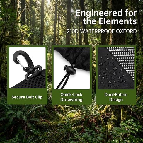 6 Pack 9''x12'' Mesh Foraging Bags with Clip, Drawstring Harvesting Bags with Toggle Closure, Mushroom Hunting Pouch for Shell & Rock Collecting, Hiking, Outdoor, Gym Storage, Camping (Black) in Kuwait
