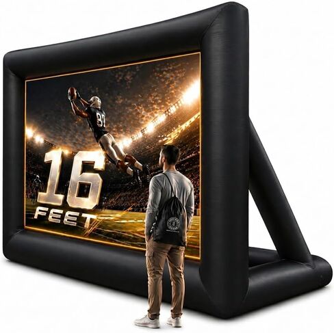 16 ft Outdoor Projector Screen with Built-in Blower - Supports Front and Rear Projection - Includes Tie-Downs and Storage Bag - Inflatable Projector in Saudi Arabia