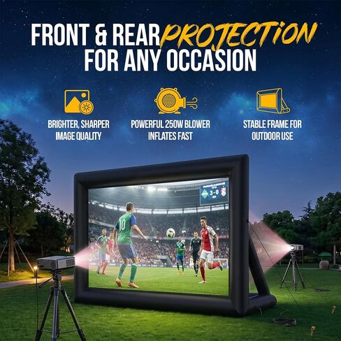 16 ft Outdoor Projector Screen with Built-in Blower - Supports Front and Rear Projection - Includes Tie-Downs and Storage Bag - Inflatable Projector in Saudi Arabia