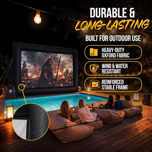 16 ft Outdoor Projector Screen with Built-in Blower - Supports Front and Rear Projection - Includes Tie-Downs and Storage Bag - Inflatable Projector in Saudi Arabia