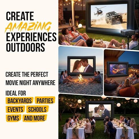 16 ft Outdoor Projector Screen with Built-in Blower - Supports Front and Rear Projection - Includes Tie-Downs and Storage Bag - Inflatable Projector in Saudi Arabia