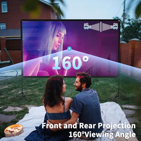 120inch Projector Screen with Stand, Portable Movie Screen Indoor Outdoor | 16:9 4K HD Anti-Wrinkle Foldable Screen, 160° View, Front & Rear Projection, Carry Bag Fixed Water Bag, Backyard Movie Night in Saudi Arabia