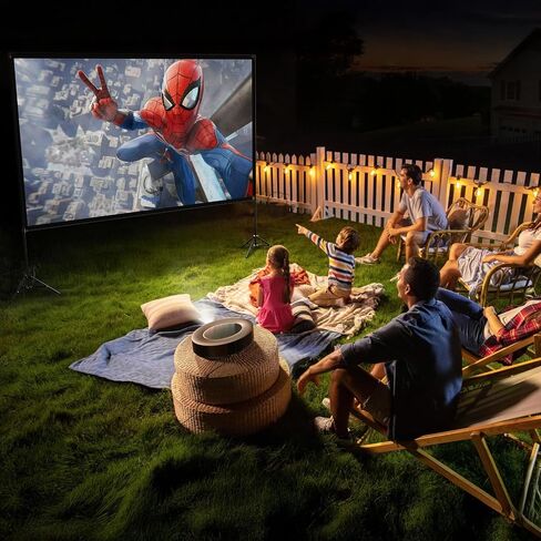 120inch Projector Screen with Stand, Portable Movie Screen Indoor Outdoor | 16:9 4K HD Anti-Wrinkle Foldable Screen, 160° View, Front & Rear Projection, Carry Bag Fixed Water Bag, Backyard Movie Night in Saudi Arabia