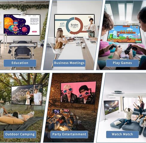 120inch Projector Screen with Stand, Portable Movie Screen Indoor Outdoor | 16:9 4K HD Anti-Wrinkle Foldable Screen, 160° View, Front & Rear Projection, Carry Bag Fixed Water Bag, Backyard Movie Night in Saudi Arabia