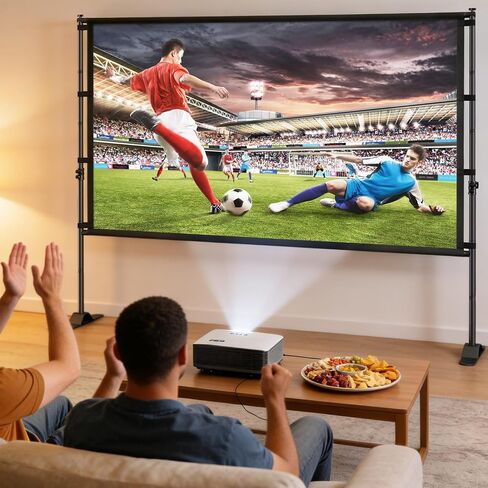 120 inch Outdoor Projector Screen with Stand, Portable Projector Screen Outdoor with Sand Bag, 16:9 4K HD Movie Screen with Carry Bag for Backyard, Camping, Theater in Kuwait