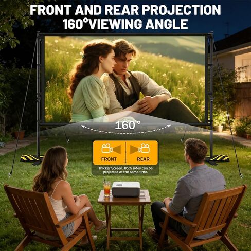 120 inch Outdoor Projector Screen with Stand, Portable Projector Screen Outdoor with Sand Bag, 16:9 4K HD Movie Screen with Carry Bag for Backyard, Camping, Theater in Kuwait