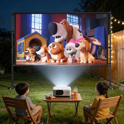 120 inch Outdoor Projector Screen with Stand, Portable Projector Screen Outdoor with Sand Bag, 16:9 4K HD Movie Screen with Carry Bag for Backyard, Camping, Theater in Kuwait