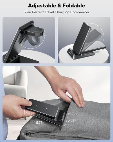 KPON 3 in 1 Charging Station for Samsung, Wireless Charger for Thick Cases, Foldable Phone and Watch Charger Stand for Galaxy S26/S25/S25 Ultra/S24/Z Fold/Android Devices, Galaxy Watch and Earbuds in Saudi Arabia