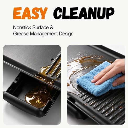 39.5-Inch Electric Griddle & Teppanyaki Grill, 1400W Large Non-Stick Surface, Intelligent Temperature Control, Easy to Clean. Indoor/Outdoor Use for Pancakes, BBQ, Camping & Gatherings in Saudi Arabia