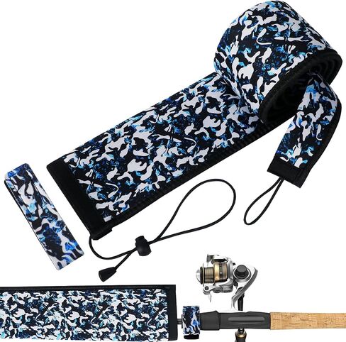 Pawfly Neoprene Fishing Rod Sleeve with Straps, Resistant Fishing Rod Socks | Lightproof Fishing Pole Sleeves, Fishing Rods Sleeve, for Transport, Storage, Protect Casting, Trolling & Spinning Rods in Saudi Arabia