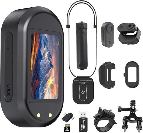 64GB 2.7K Mini Body Camera, Thumb Size Wearable Action Cam with 120-Min Battery, Magnetic Lanyard, Charging Case and Loop Recording, Hands-Free POV Camera for Work, Travel, Cycling, Pet Walking in Saudi Arabia