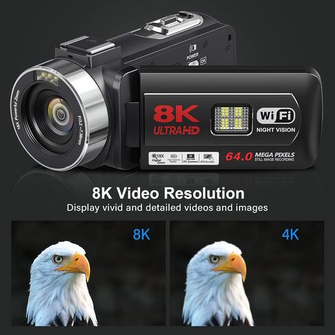8K Video Camera Camcorder 64MP Wifi IR Night Vision Webcam Camcorders in Saudi Arabia
