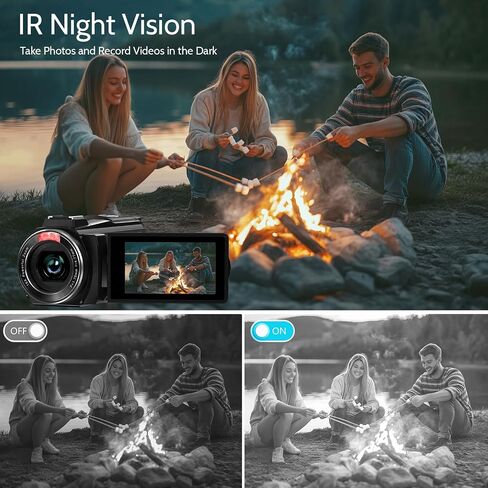 Video Camera 8K Camcorder, 64MP IR Night Vision Vlogging Camera for YouTube | WiFi, 18X Digital Zoom, 3.0 Inch Touch Screen, Microphone, Lens Hood, 64GB SD Card, Remote Control, 4500mAh Battery in Saudi Arabia