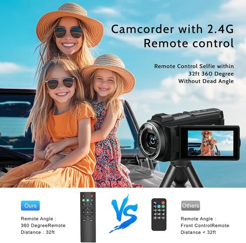 Video Camera 8K Camcorder, 64MP IR Night Vision Vlogging Camera for YouTube | WiFi, 18X Digital Zoom, 3.0 Inch Touch Screen, Microphone, Lens Hood, 64GB SD Card, Remote Control, 4500mAh Battery in Saudi Arabia