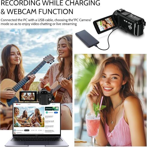 Video Camera 8K Camcorder, 64MP IR Night Vision Vlogging Camera for YouTube | WiFi, 18X Digital Zoom, 3.0 Inch Touch Screen, Microphone, Lens Hood, 64GB SD Card, Remote Control, 4500mAh Battery in Saudi Arabia
