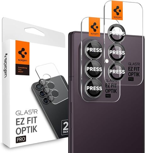 Spigen Camera Lens Protector for Galaxy Z Fold 8 Ultra, Fold 7 (2 Pack) | GlasTR EZ Fit Optik Pro, 9H+ Tempered glass, Scratch resistant, Original photo quality, Auto-align tray, Case-friendly, Black in Kuwait