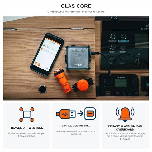 OLAS Core Portable Wireless Overboard Alarm | Bluetooth Mob Safety System | Real time Crew Tracking | Marine Safety Device | Boat Alarm System in Saudi Arabia