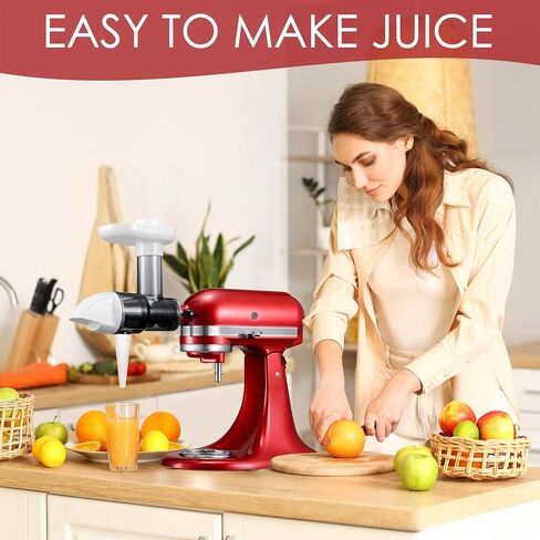 Masticating Juicer Attachment for KitchenAid Stand Mixers, Slow Juicer Attachment for Kitchenaid, Cold Press Juicer Attachment, White(Mixer Not Included) in Saudi Arabia