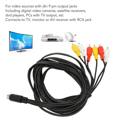 Mini DIN to 6 Cable 9 Pin to AV Cable Mini DIN 9 Pin 6 Composite with Clear Signal for Digital Camcorder TV AV Receiver Set Top Box in Saudi Arabia