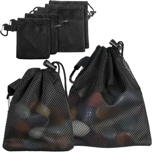 Portable Rock Collecting Bag 4 PCS, Rock Hounding Equipment For Adults | Shelling Bag, Mesh Drawstring Bags with Clips-6" x 8" (2 Small) 8" x 10" (2 Large) in Saudi Arabia