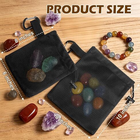 Portable Rock Collecting Bag 4 PCS, Rock Hounding Equipment For Adults | Shelling Bag, Mesh Drawstring Bags with Clips-6" x 8" (2 Small) 8" x 10" (2 Large) in Saudi Arabia