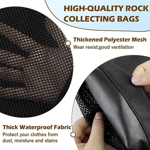 Portable Rock Collecting Bag 4 PCS, Rock Hounding Equipment For Adults | Shelling Bag, Mesh Drawstring Bags with Clips-6" x 8" (2 Small) 8" x 10" (2 Large) in Saudi Arabia
