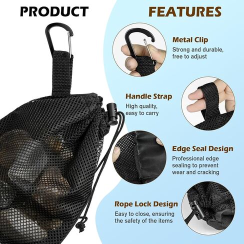 Portable Rock Collecting Bag 4 PCS, Rock Hounding Equipment For Adults | Shelling Bag, Mesh Drawstring Bags with Clips-6" x 8" (2 Small) 8" x 10" (2 Large) in Saudi Arabia