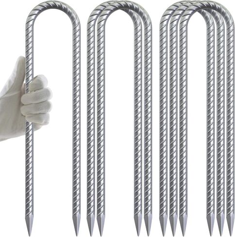AAGUT Rebar Stakes 12 Inch J Hook, Anti-Rust Tent Stakes Heavy Duty 6 Pack | 5/16 Inch Galvanized Metal Ground Anchors for Fence, Bounce House, Camping, Inflatables, Yard Decorations, Canopies, Gazebo in Saudi Arabia