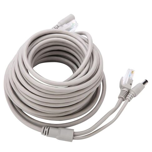5M (20m) RJ45 + DC Ethernet CCTV Cable with Power Extension for IP Cameras NVR System 10Mbps 100Mbps for Indoor and Outdoor Use Black Plastic in Saudi Arabia