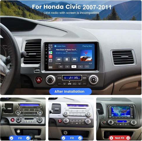 Dasaita 9" Car Stereo for Honda Civic 2007-2011 with AHD Reverse Camera | Plug and Play Radio Receiver with Apple CarPlay & Android Auto, Bluetooth 5.0, DSP, Mirror Link, AM/FM & A/V Support in Saudi Arabia