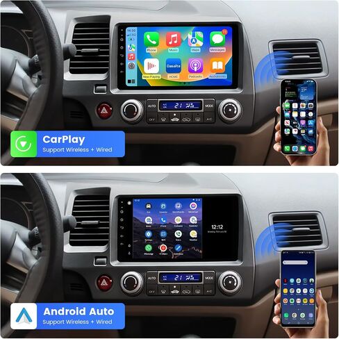 Dasaita 9" Car Stereo for Honda Civic 2007-2011 with AHD Reverse Camera | Plug and Play Radio Receiver with Apple CarPlay & Android Auto, Bluetooth 5.0, DSP, Mirror Link, AM/FM & A/V Support in Saudi Arabia