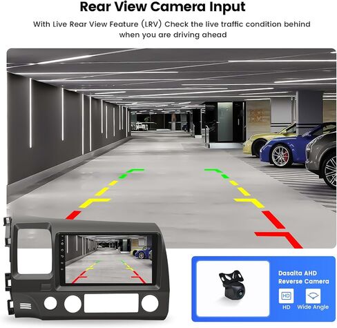 Dasaita 9" Car Stereo for Honda Civic 2007-2011 with AHD Reverse Camera | Plug and Play Radio Receiver with Apple CarPlay & Android Auto, Bluetooth 5.0, DSP, Mirror Link, AM/FM & A/V Support in Saudi Arabia