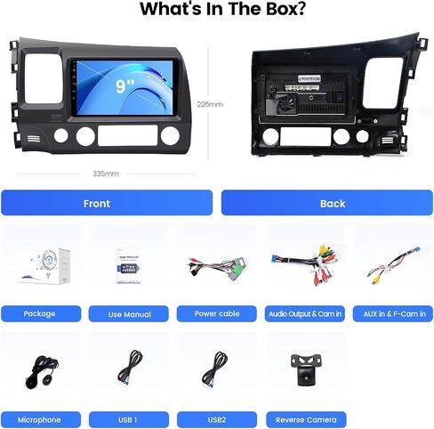 Dasaita 9" Car Stereo for Honda Civic 2007-2011 with AHD Reverse Camera | Plug and Play Radio Receiver with Apple CarPlay & Android Auto, Bluetooth 5.0, DSP, Mirror Link, AM/FM & A/V Support in Saudi Arabia