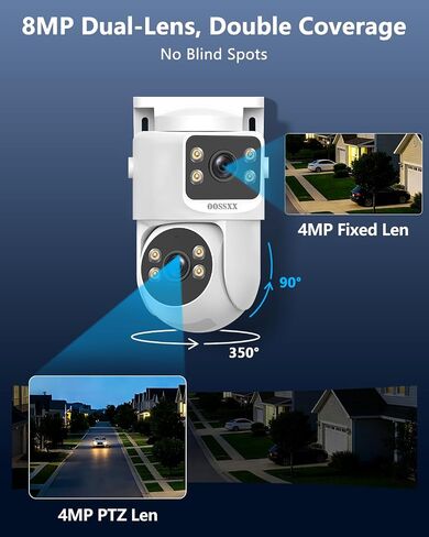 4K PoE Security Camera System Outdoor, 8 Dual Lens Cameras, 3TB Hard Drive | Fixed + PTZ Auto Tracking, 130° Wide Angle, AI Human Detection, Color Night Vision, 2-Way Audio, No Monthly Fee in Kuwait