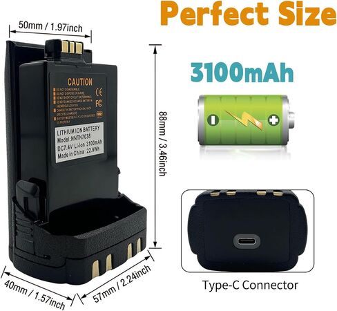 NNTN7038 NNTN7038B PMNN4547A PMNN4486 3100mAh بطارية ليثيوم أيون USB نوع C لـ APX6000 APX7000 APX8000 APX6000XE APX7000XE APX8000XE SRX2200 اتجاهين راديو PMNN4486A PMNN4403 PMNN4403B PMNN4485A in Kuwait