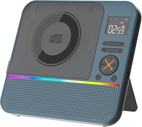 CD Player Portable, MONODEAL HiFi Stereo Portable CD Player with Bluetooth | Desktop Player Bluetooth for Home with Remote Control, RGB Light, Supports USB/AUX/Sleep Timer in Kuwait