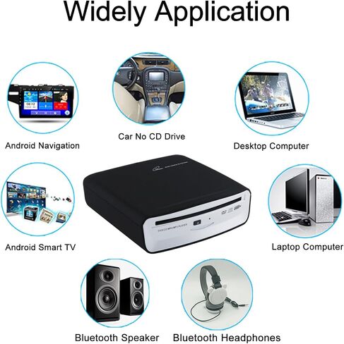Portable CD Player for Car with Bluetooth and USB Connection,USB External Universal Cars CD Player for Car Audio Systems/TV/MacBook pro/Laptops Desktops/Bluetooth Speaker with Plug and Play in Saudi Arabia