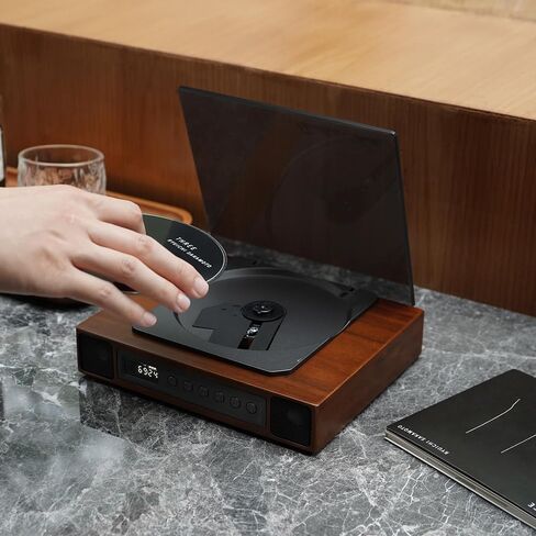 K10 Bluetooth CD Player with Speakers for Home, Rechargeable | Remote Control, Bluetooth 5.3 Input & Output, USB Playback, AUX Input & Optical Output, CD-R/RW & MP3 CDs, Retro Wood-Style in Saudi Arabia