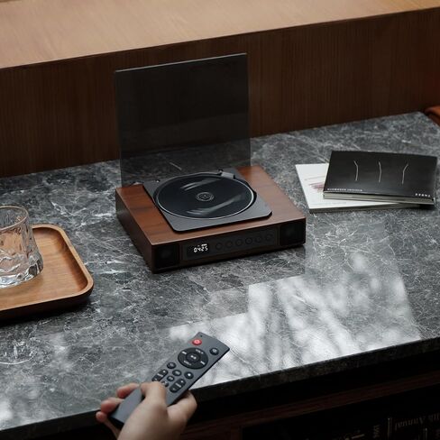 K10 Bluetooth CD Player with Speakers for Home, Rechargeable | Remote Control, Bluetooth 5.3 Input & Output, USB Playback, AUX Input & Optical Output, CD-R/RW & MP3 CDs, Retro Wood-Style in Saudi Arabia