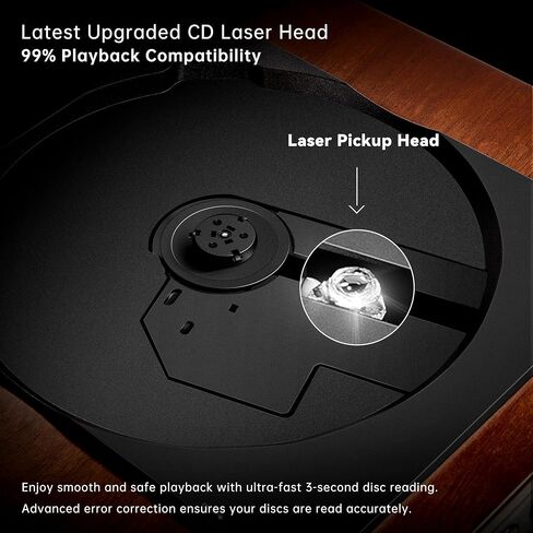 K10 Bluetooth CD Player with Speakers for Home, Rechargeable | Remote Control, Bluetooth 5.3 Input & Output, USB Playback, AUX Input & Optical Output, CD-R/RW & MP3 CDs, Retro Wood-Style in Saudi Arabia