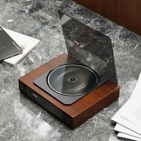K10 Bluetooth CD Player with Speakers for Home, Rechargeable | Remote Control, Bluetooth 5.3 Input & Output, USB Playback, AUX Input & Optical Output, CD-R/RW & MP3 CDs, Retro Wood-Style in Saudi Arabia